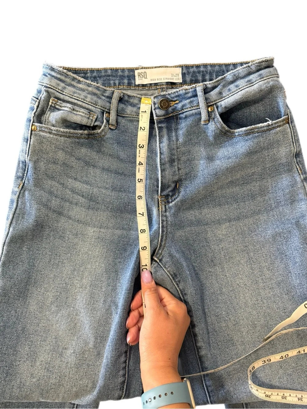 RSQ Light Blue High-Rise Straight Leg Jeans Size 7 / w28 - Picture 7 of 10